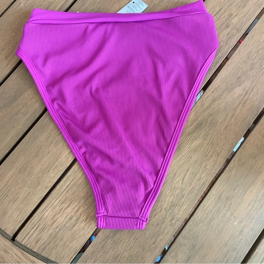 L*SPACE Bikini Bottom (pitaya purple) high waisted‎ Frenchi ribbed